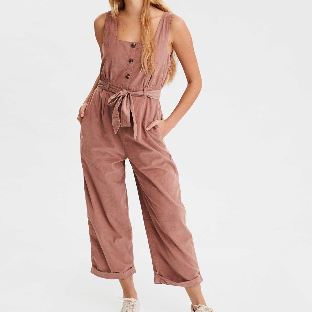 AE Courduroy Button Front Jumpsuit NWT